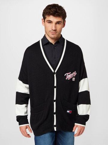 Tommy Jeans Knit Cardigan in Black: front