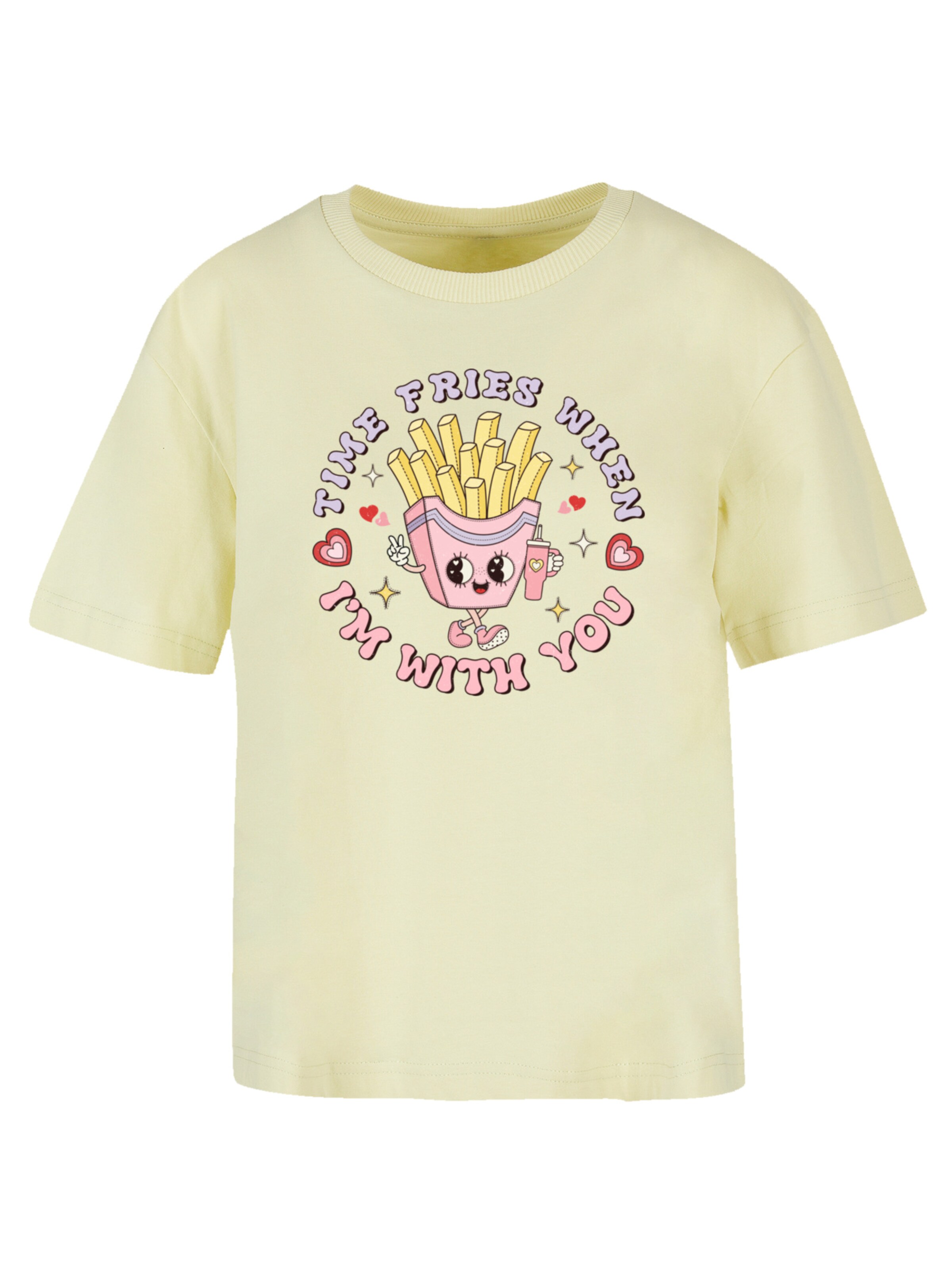 F4NT4STIC T-Shirt 'Time Fries when I am with you Valentinstag' in Gelb: Vorderseite