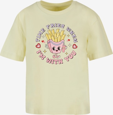 F4NT4STIC T-Shirt 'Time Fries when I am with you Valentinstag' in Gelb: Vorderseite