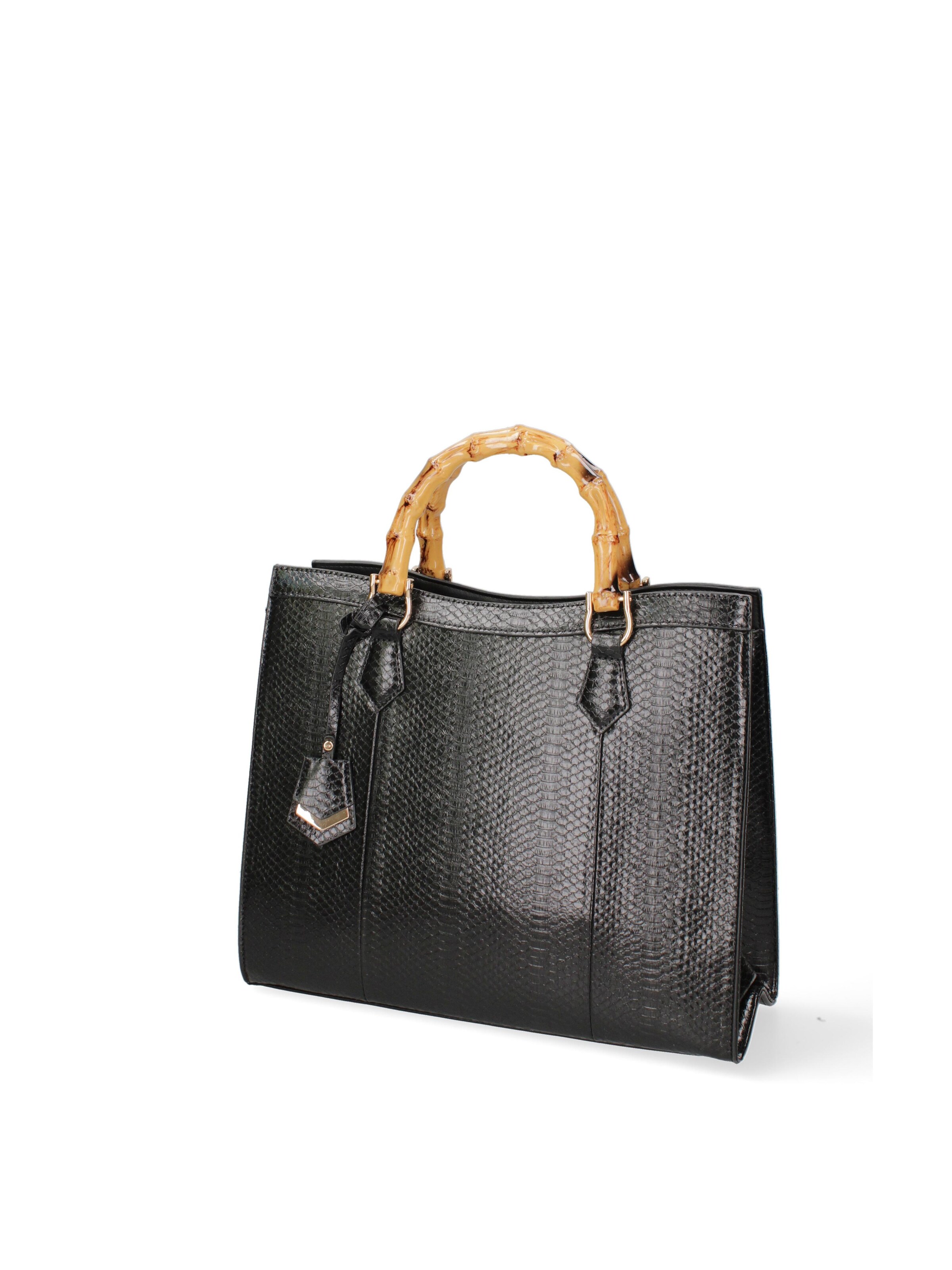 Borsa a spalla 'Borsa a Spalla Donna Ecopelle Vegana con Manico Bambù' di Diana&Co. in nero