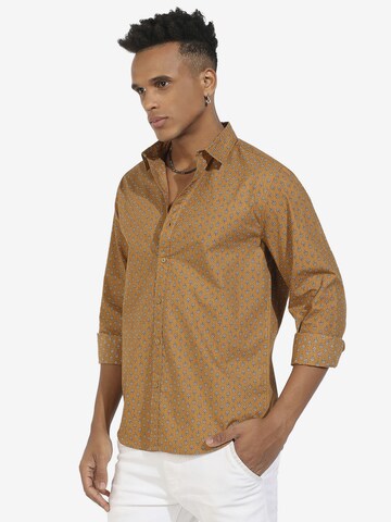 Campus Sutra Comfort fit Button Up Shirt 'Jose' in Brown