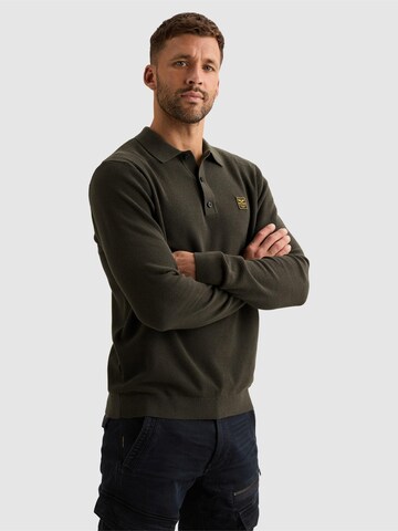 Pullover 'Knitted polo shirt with long sleeves and badge' di PME Legend in verde