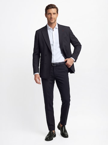 Coupe slim Pantalon à plis 'Hoxdon' Finshley & Harding London en bleu