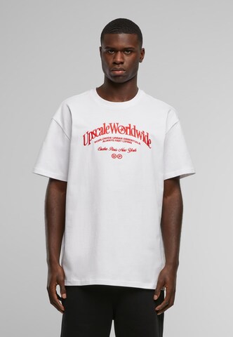 MT Upscale T-Shirt 'World Wide' in Weiß: Vorderseite