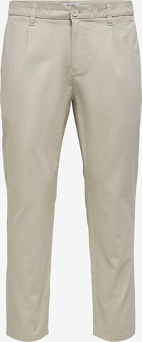 Coupe slim Pantalon à pince 'Cam' Only & Sons en beige : devant