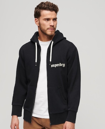 Superdry Zip-Up Hoodie in Black: front