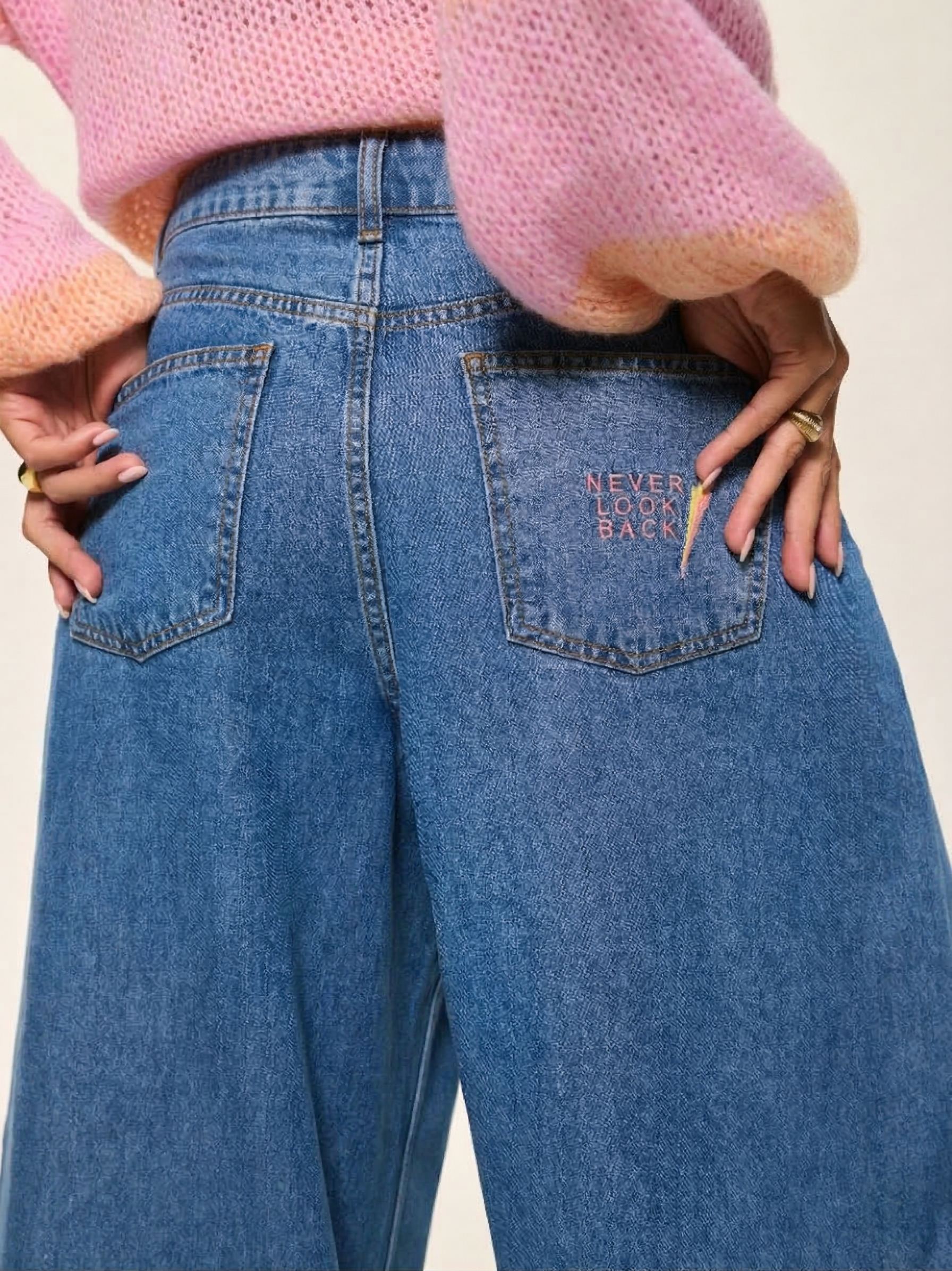 Allimy Jeans Donna A Vita Alta Gamba Dritta Larga - Taglie Forti, Stile Boyfriend Y2K, Cachi, 50