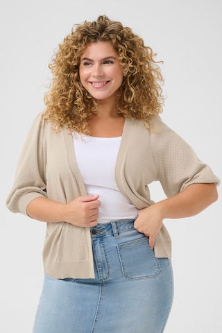 KAFFE CURVE Knit cardigan 'KCDalina' in Beige: front