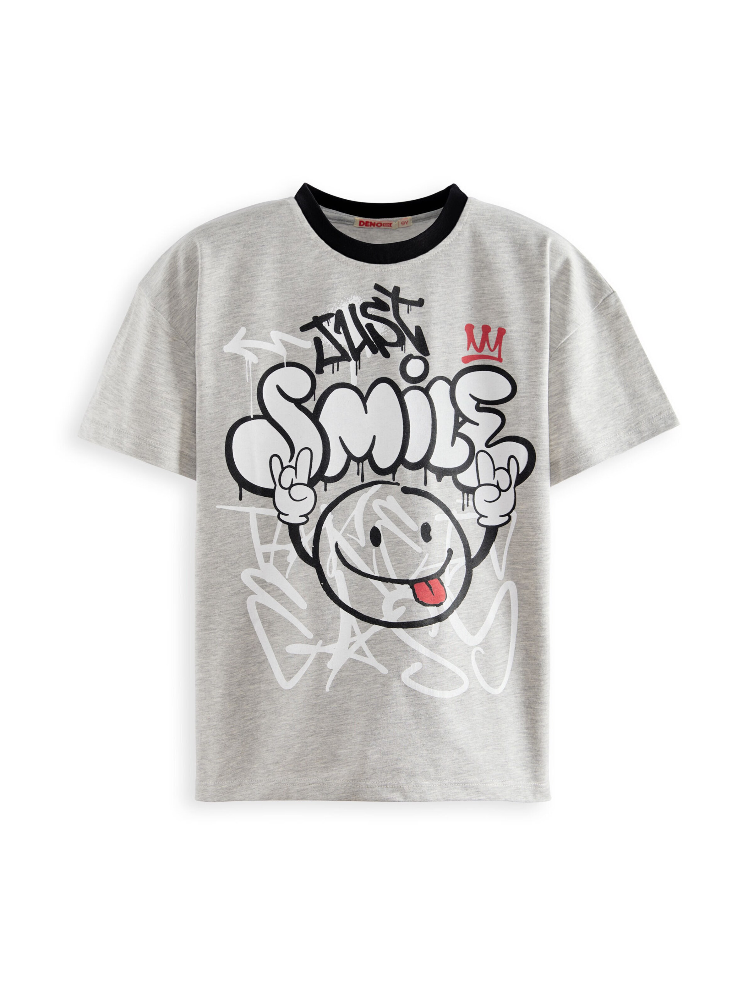 T-Shirt 'Just Smile' Denokids en gris