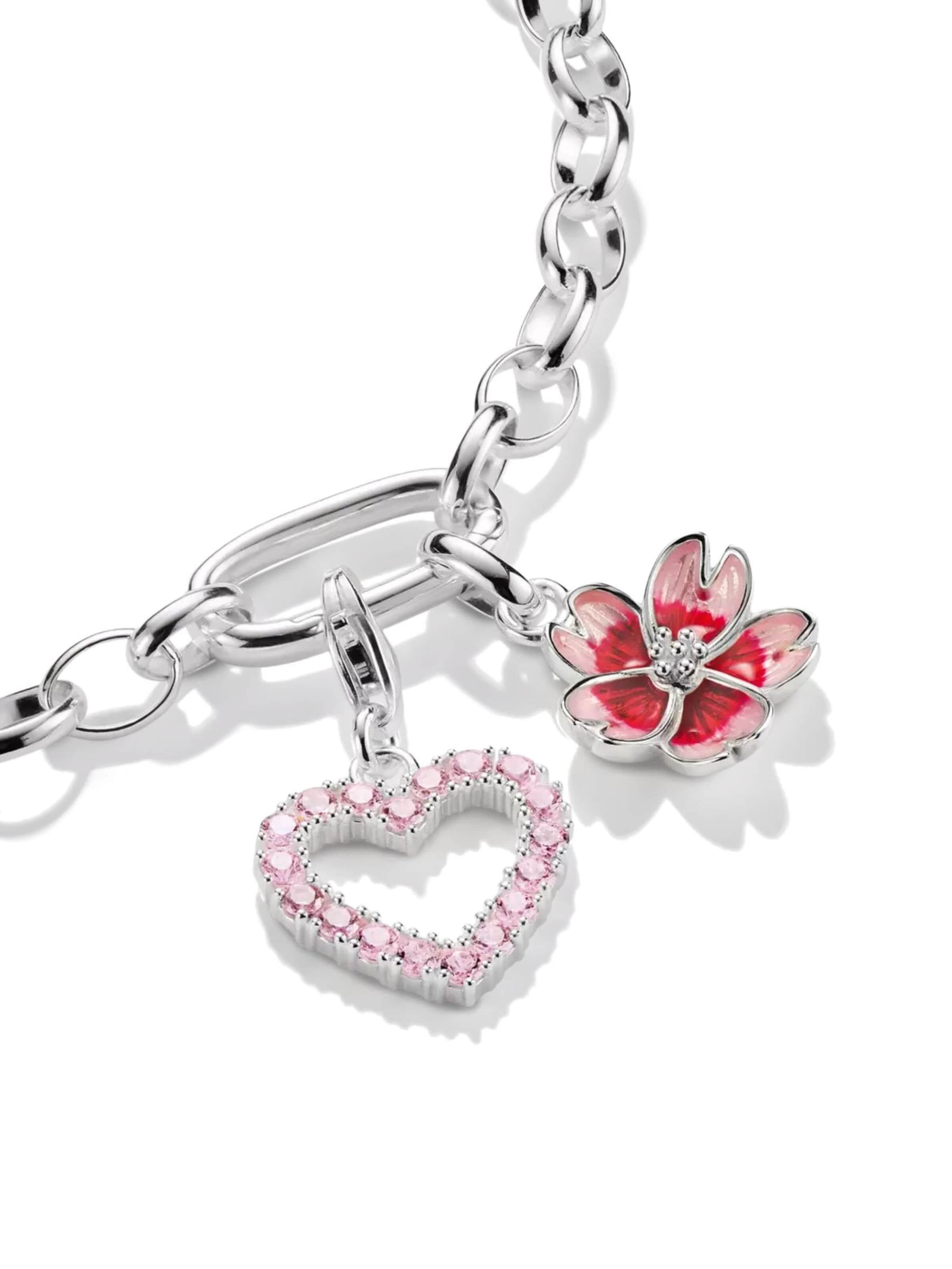 Pendentif 'Silver Charm Pendant Cherry Blossom Connect' Thomas Sabo en rouge