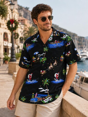 Pacific Legend - Ajuste regular Camisa 'Christmas Allover' en negro