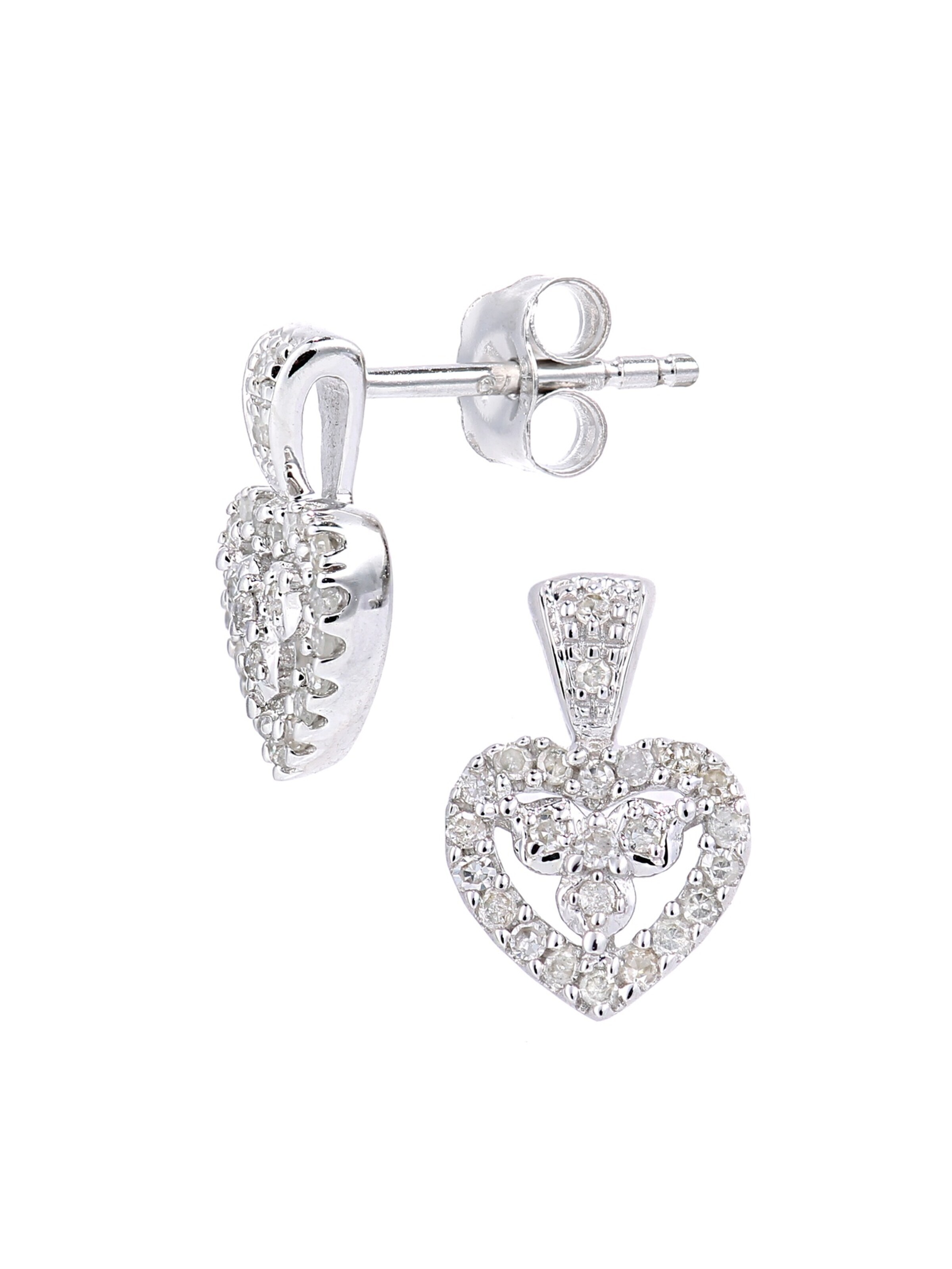 DIAMANT LETERNEL - Pendientes 'Ohrringe aus 375 Weißgold mit Diamant Herz-Design' en plata