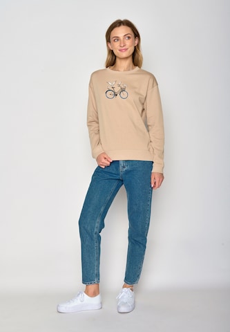 GREENBOMB Sweatshirt 'Bike Seagulls' in Beige