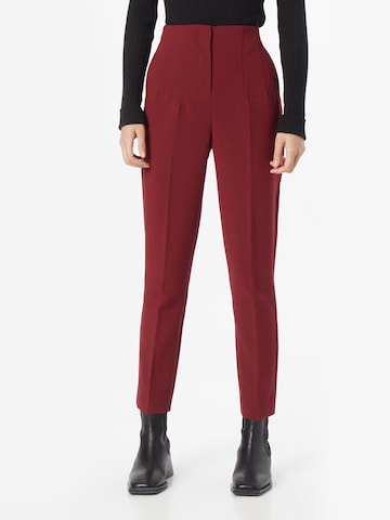 Warehouse Slim fit Trousers with creases in Red: front