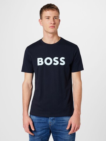 Tricou 'Thinking' de la BOSS pe albastru: față