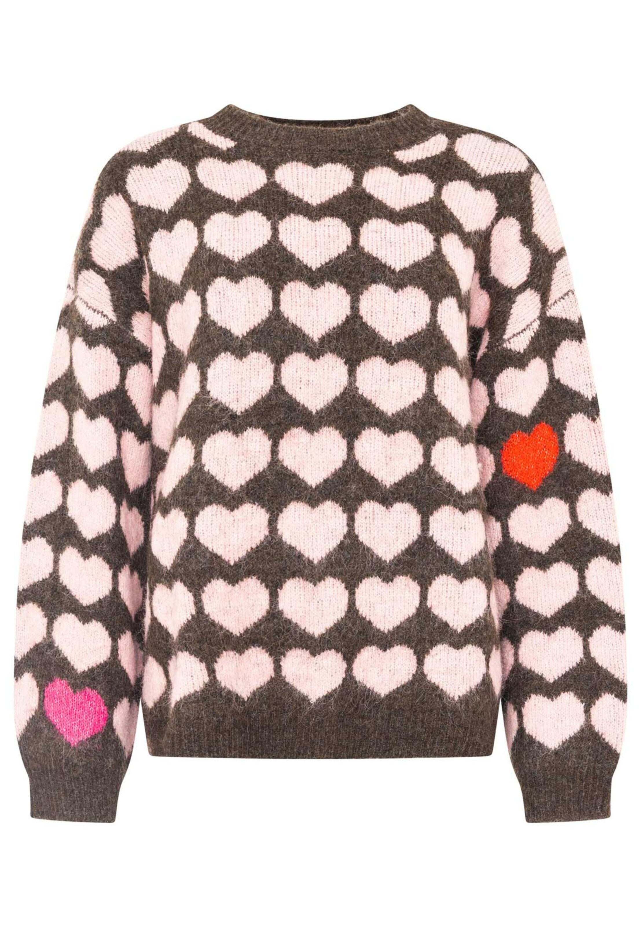 Zwillingsherz Strickpullover Pullover hearts in Braun: Vorderseite
