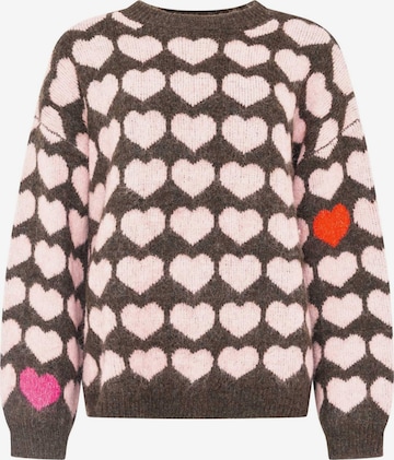 Zwillingsherz Strickpullover Pullover hearts in Braun: Vorderseite