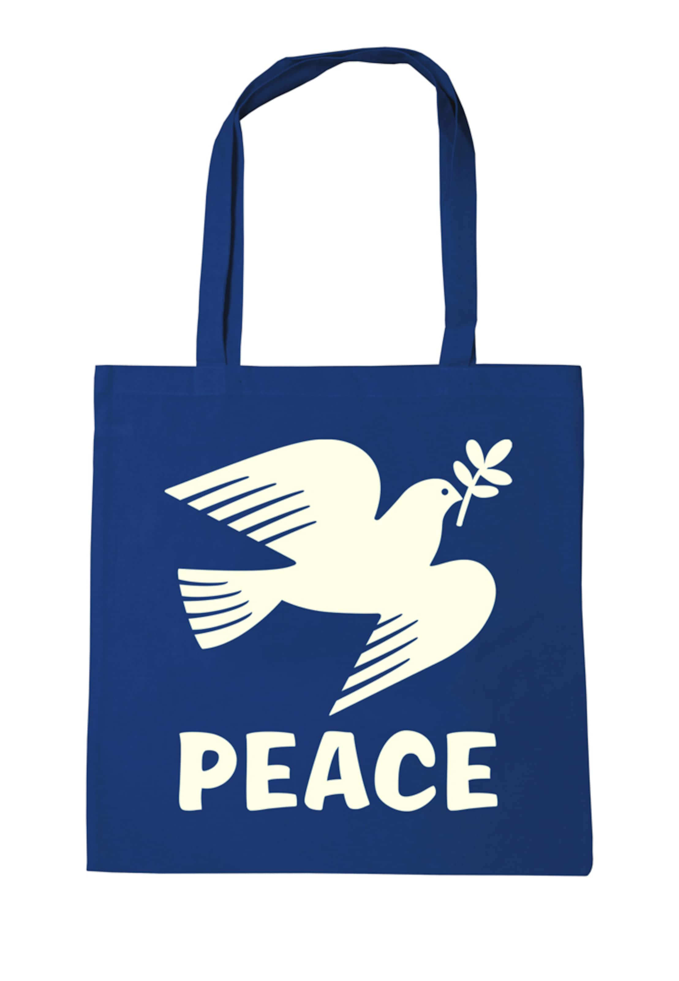 LOGOSHIRT Tasche 'Peace - Friedenstaube' in Blau: Vorderseite
