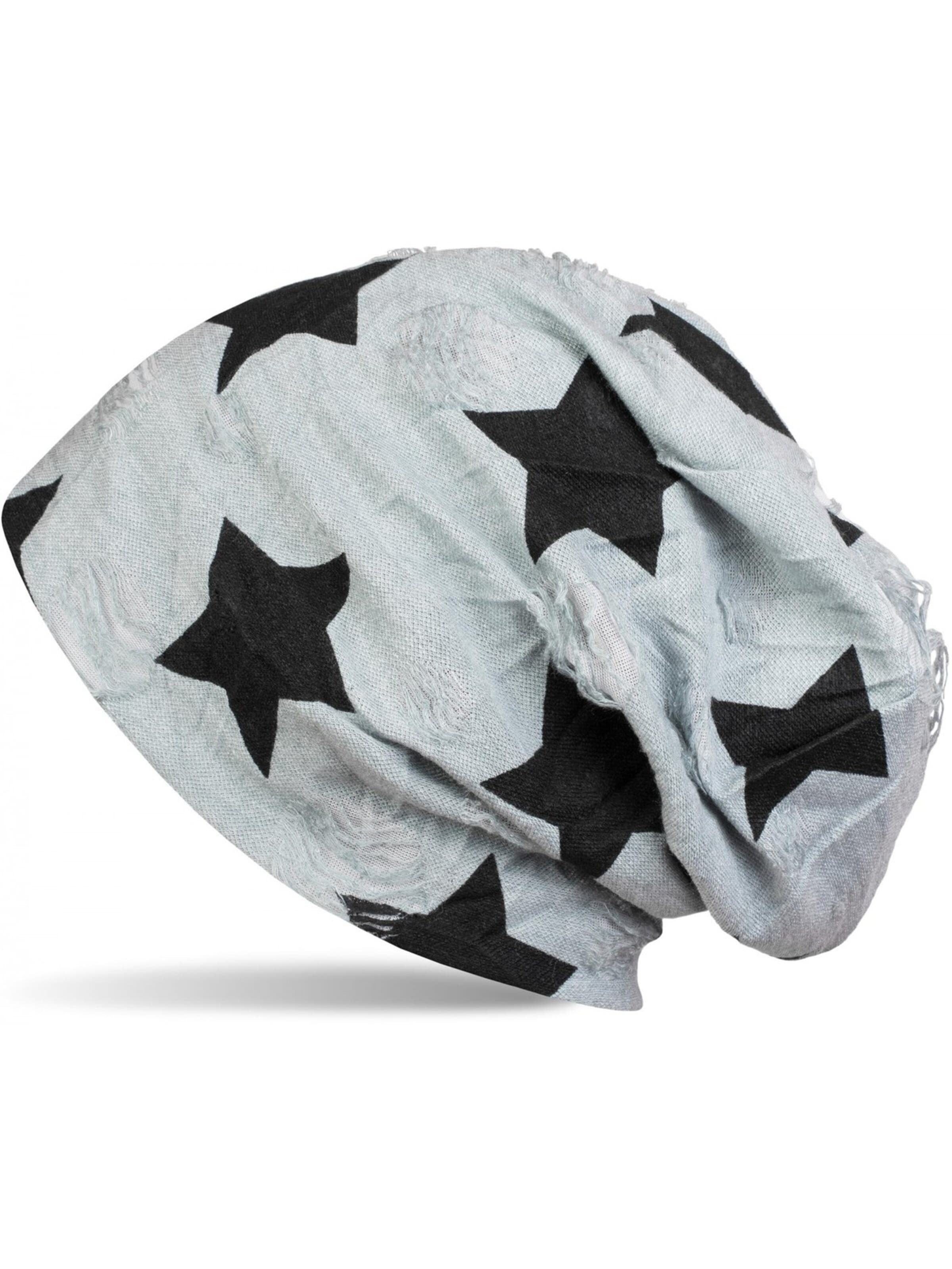 styleBREAKER Mütze 'Beanie mit Sterne & Punkte Muster'‌‌‌‌‌‌‌‌‌‌ in Blau: Vorderseite