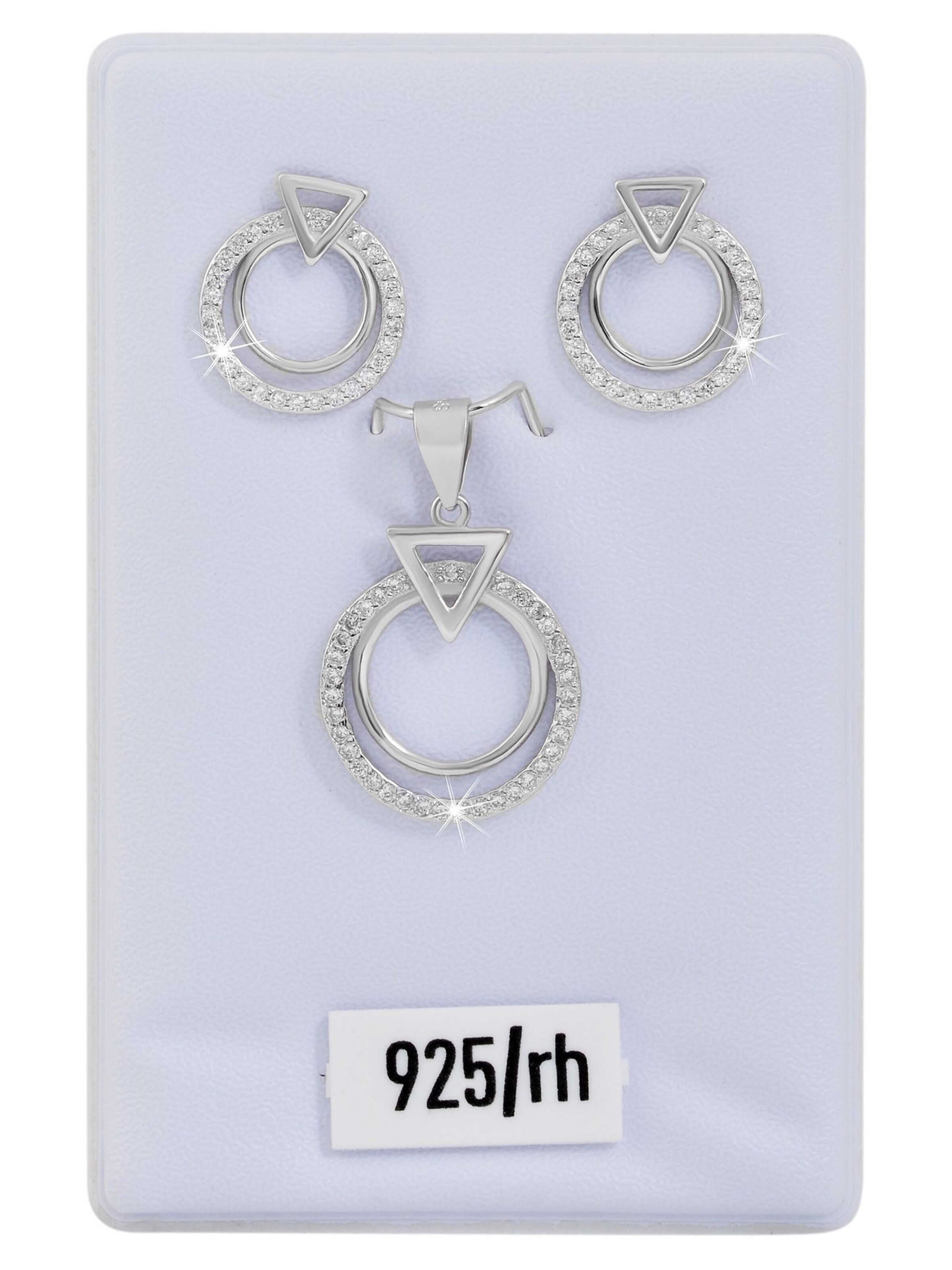 Akzent Jewelry Set '"Rahel" aus 925 Sterlingsilber mit Zirkonia, rhodiniert,' in Silver
