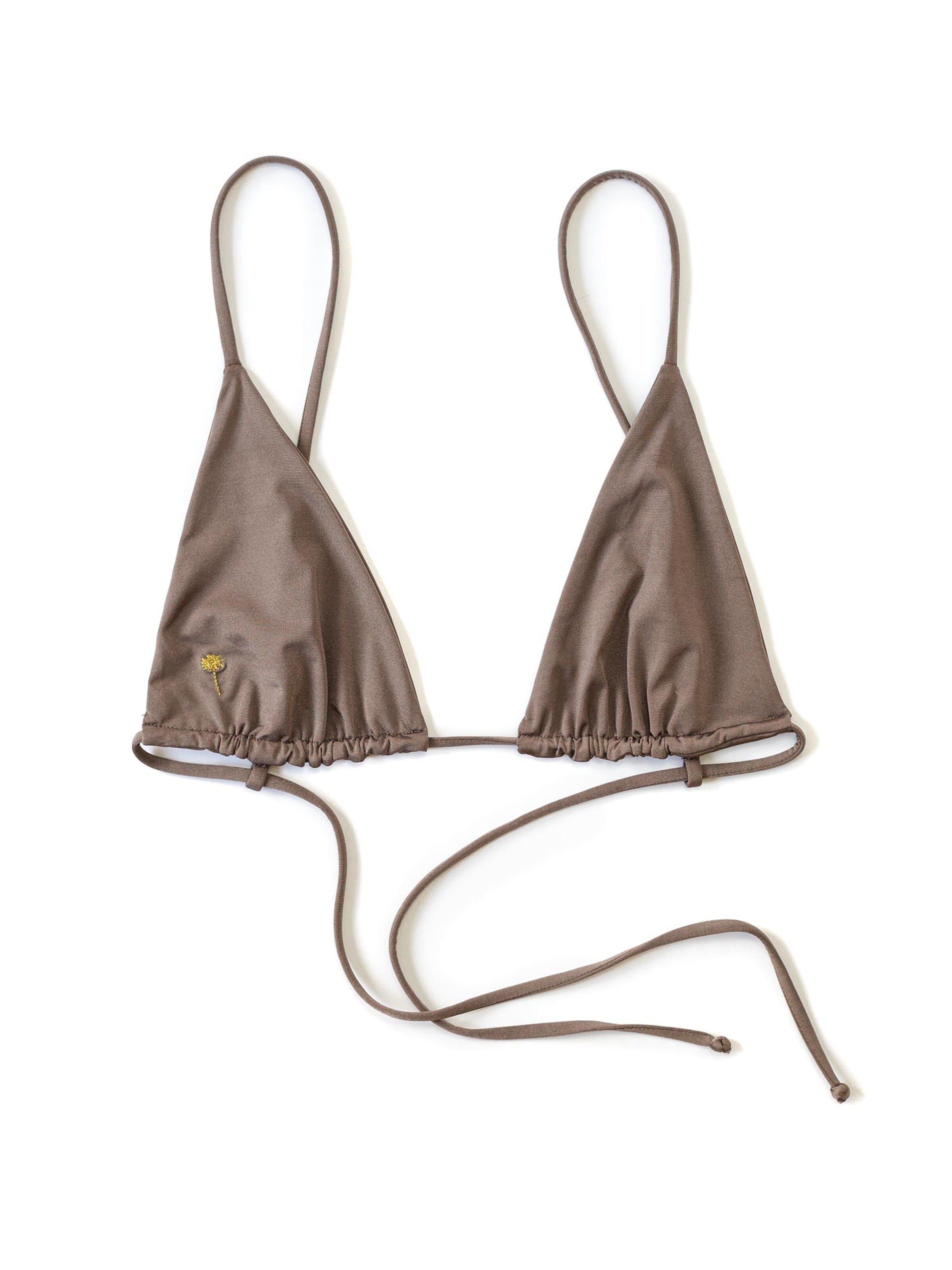 Matia Beachwear Triangle Bikini Top 'Ella II Tan - Triangle Bikini Top' in Beige: front