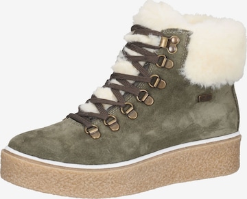 SANSIBAR Lace-Up Ankle Boots in Green: front