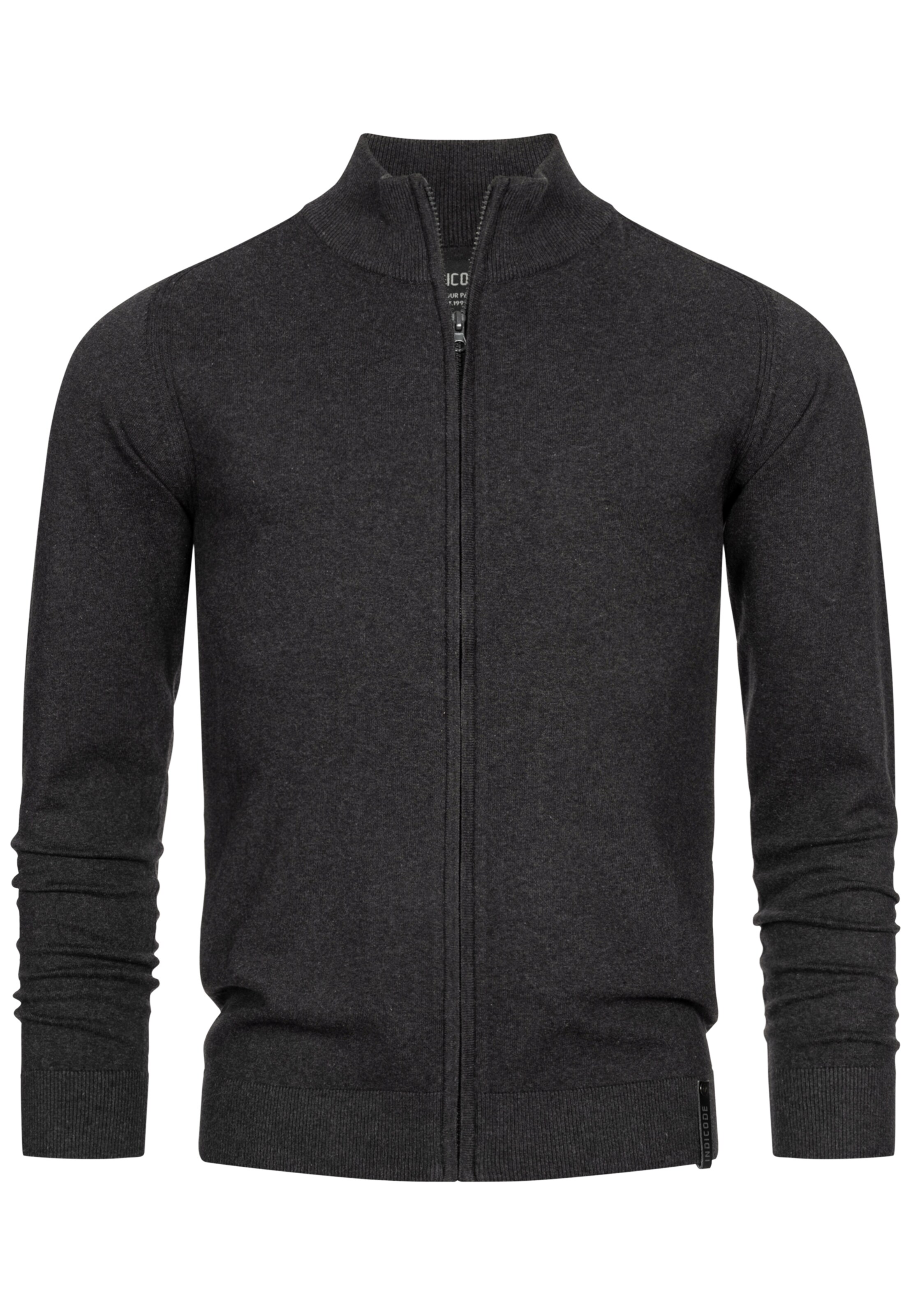 INDICODE JEANS Strickjacke ' Lau' in Schwarz: Vorderseite