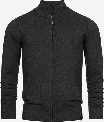 INDICODE JEANS Knit Cardigan ' Lau' in Black: front