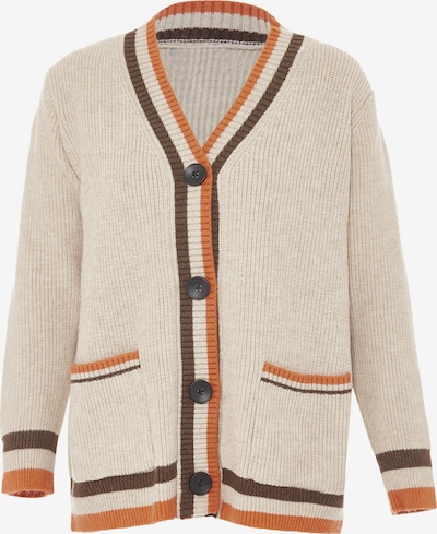 FUMO Cardigan en cognac / marron chiné / blanc cassé, Vue avec produit