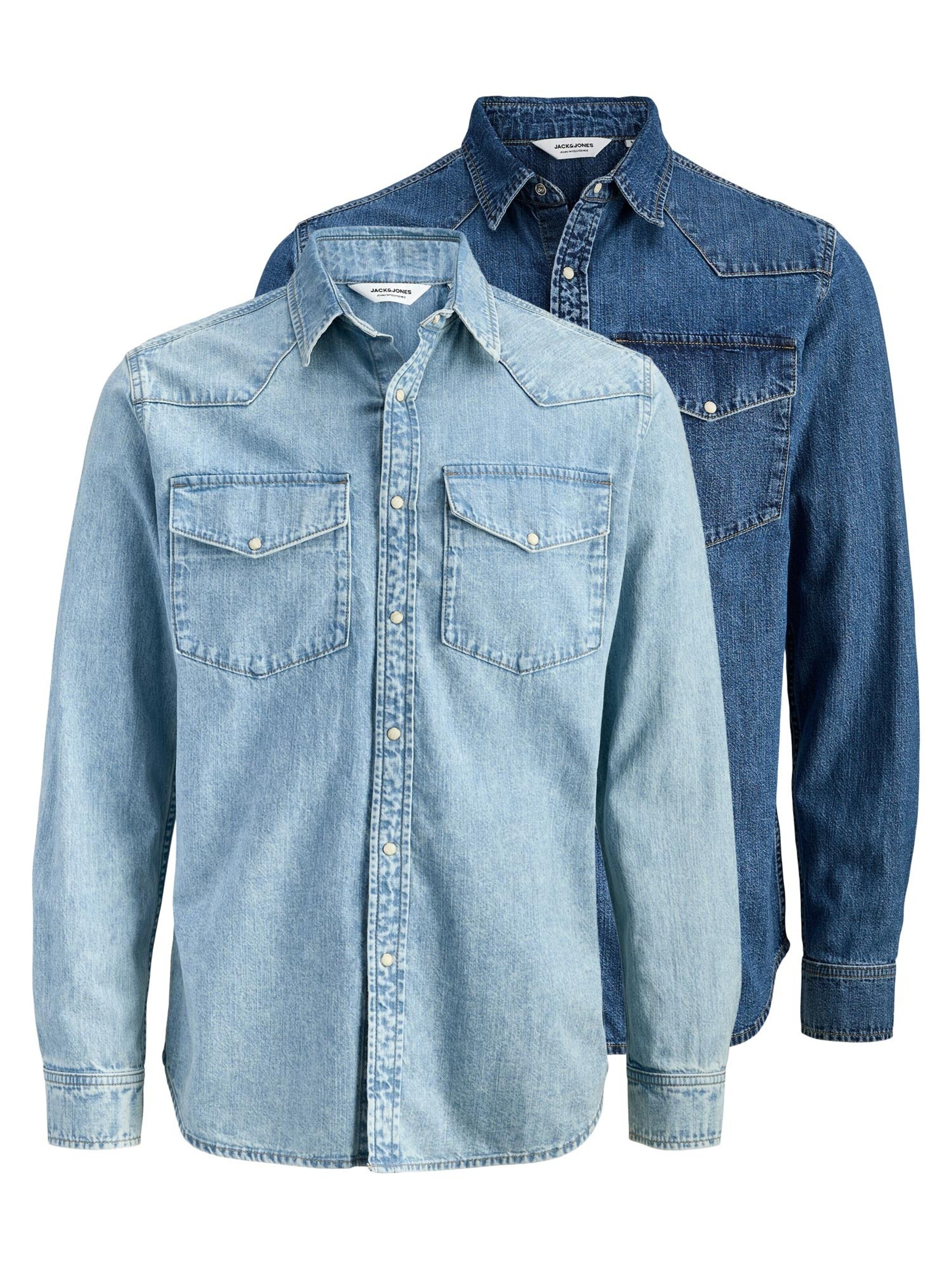 JACK & JONES Button Up Shirt 'Western' in S in Sky blue, Item view