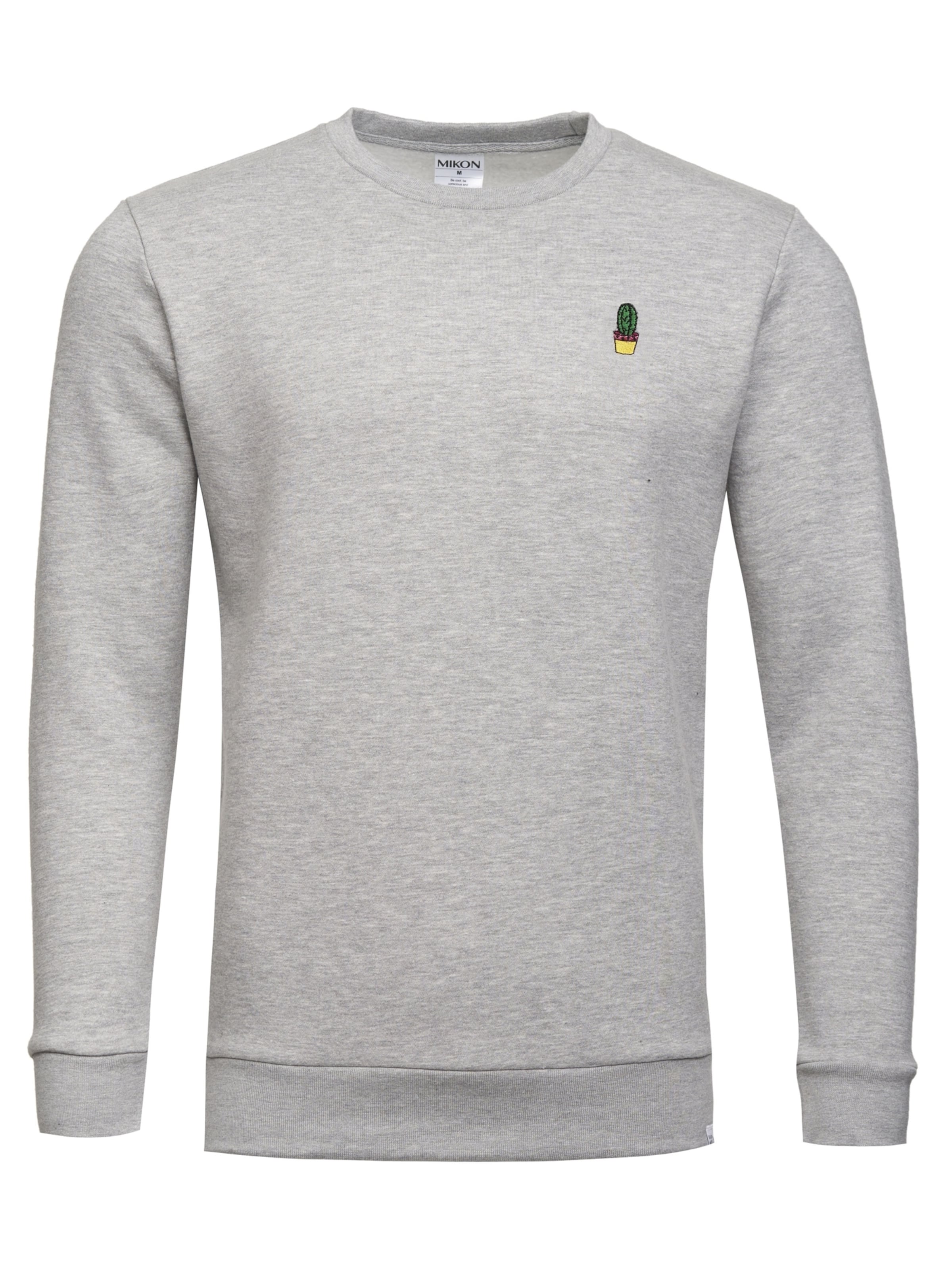 Mikon Sweatshirt 'Kaktus' in Grau: Vorderseite