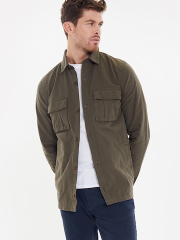 Coupe regular Veste mi-saison Threadbare en vert : devant