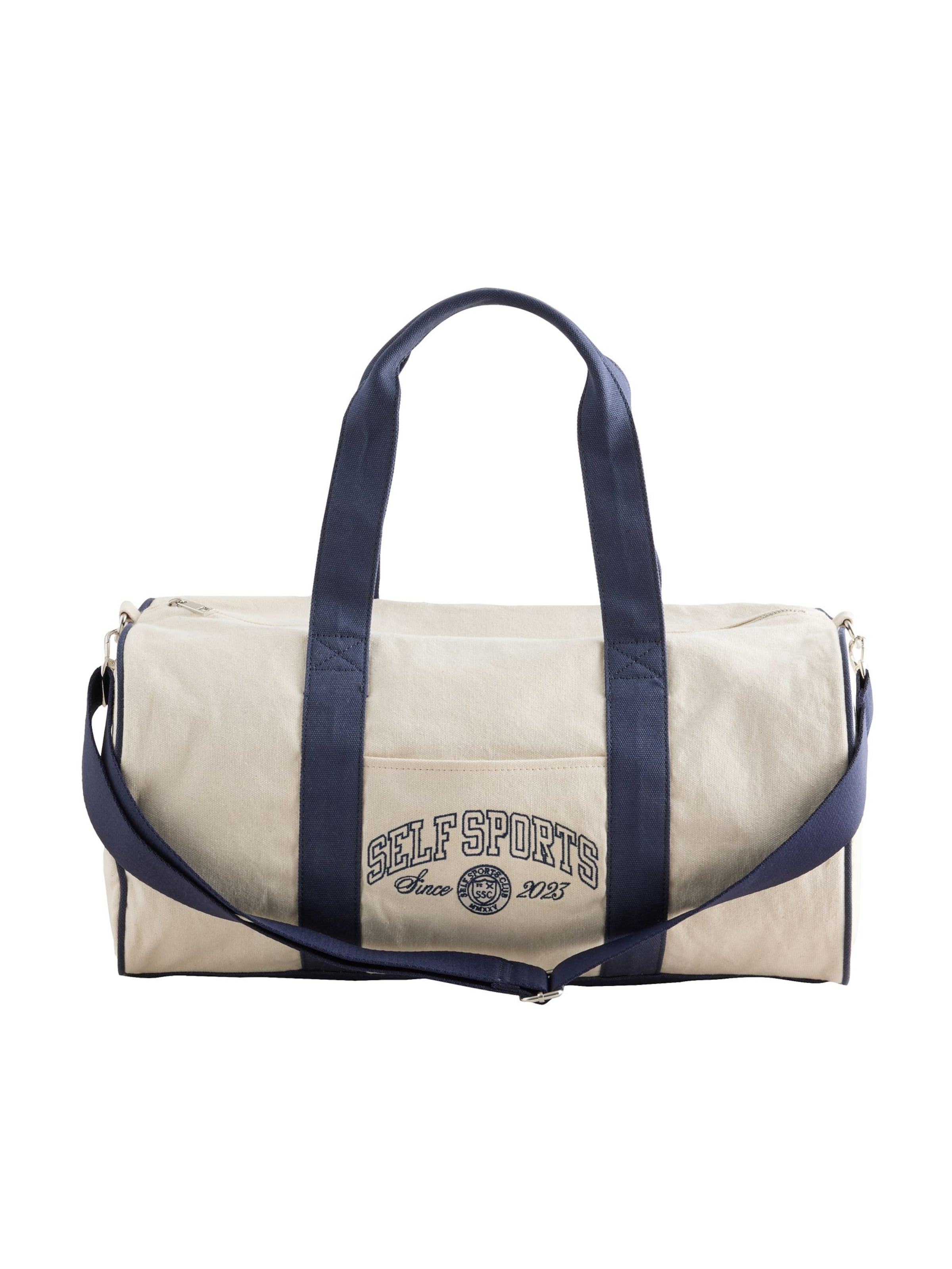 self. Sportstaske i beige: forside