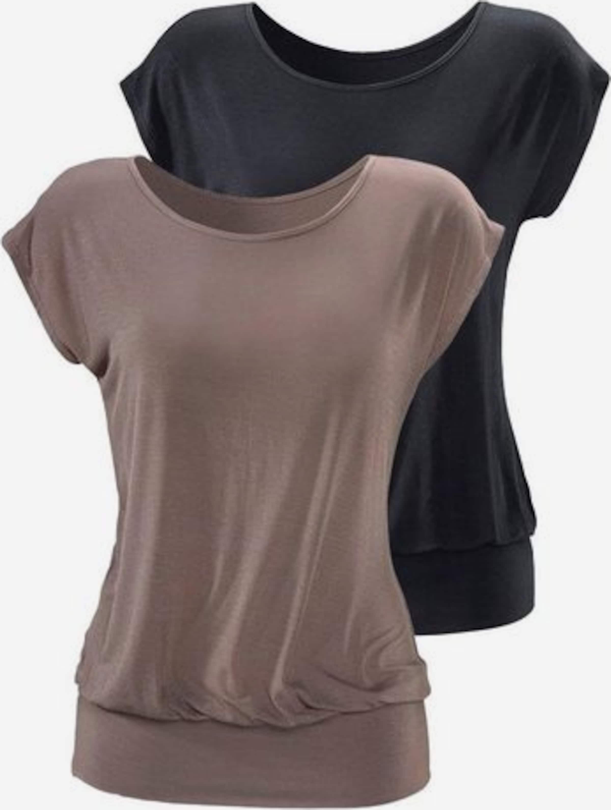 YOU | Black LASCANA Shirt in ABOUT Taupe, Regular