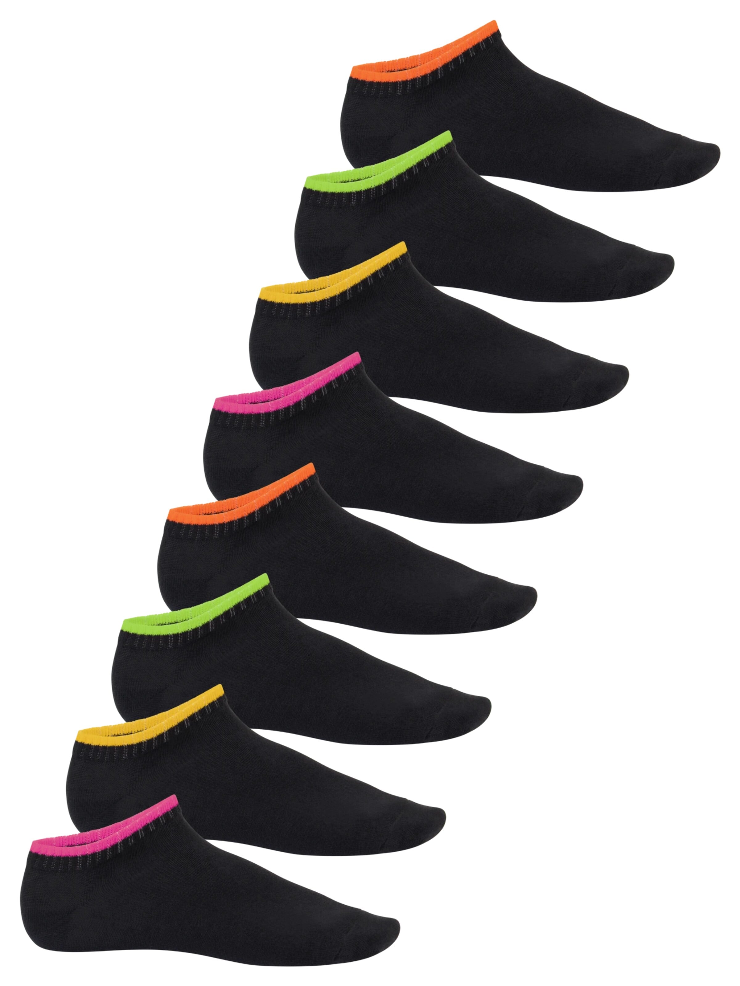 footstar Ankle Socks 'Neon' in Black: front