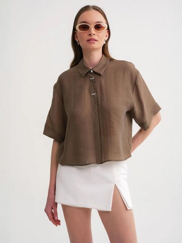 Camicia da donna di MixRay in marrone: frontale