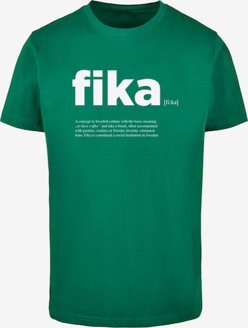 T-Shirt 'Fika Definition' Mister Tee en vert : devant