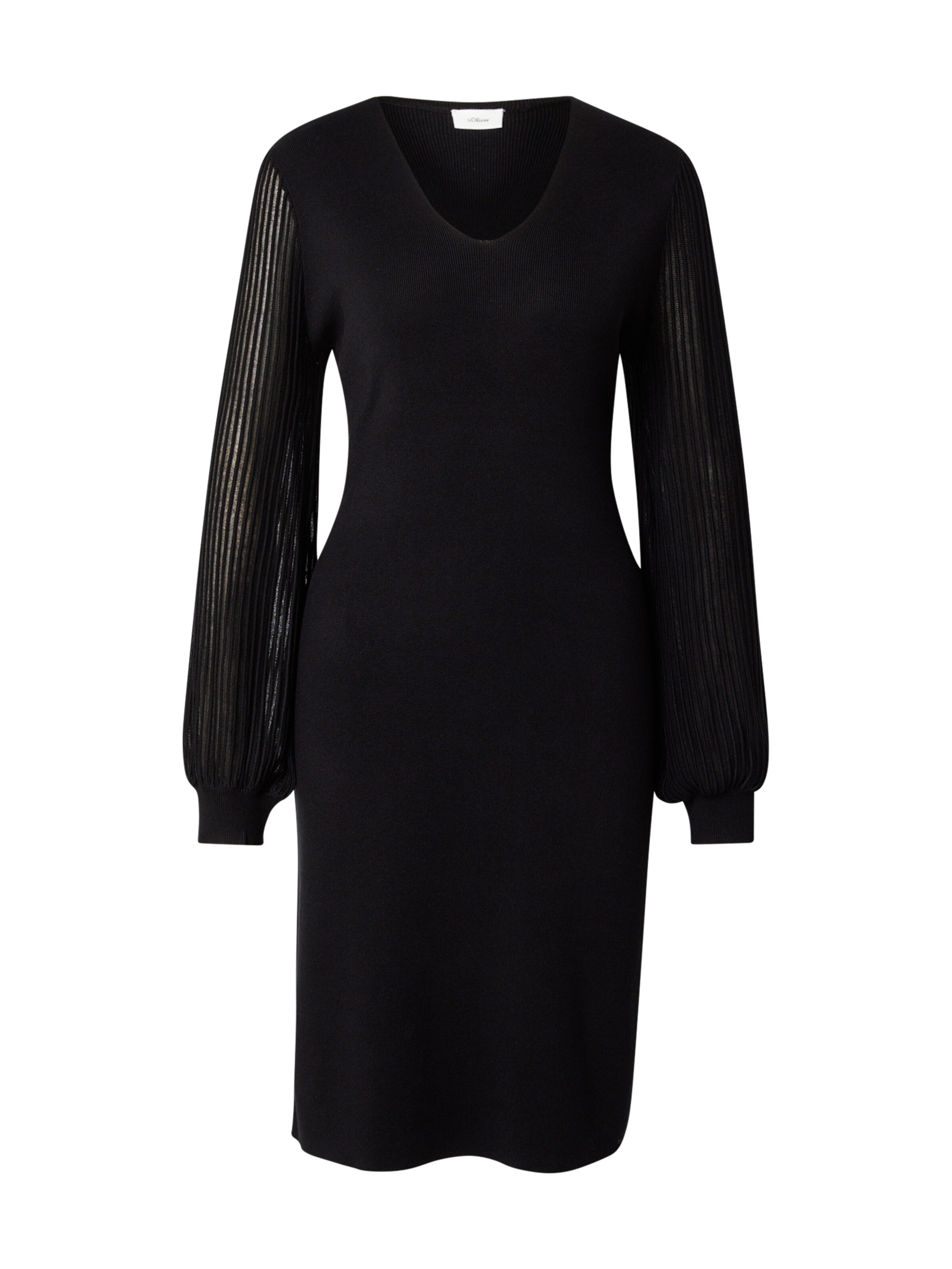 s.Oliver BLACK LABEL Strickkleid in Schwarz: Vorderseite