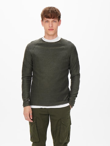 Only & Sons - Regular Fit Pullover 'Dextor' em verde: frente
