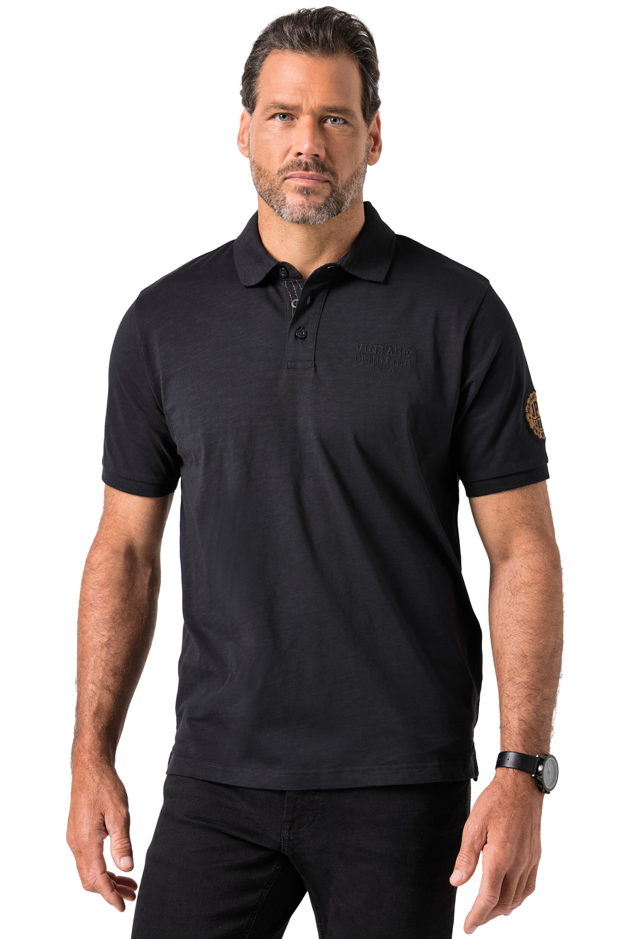 JP1880 Shirt in Schwarz: Vorderseite