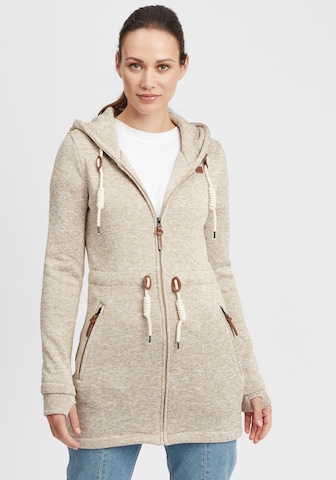 Oxmo Zip-Up Hoodie 'Thora' in Beige: front