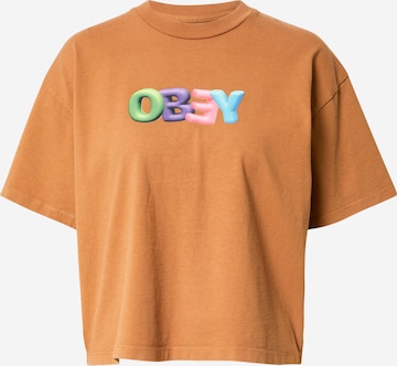 T-shirt Obey en beige : devant