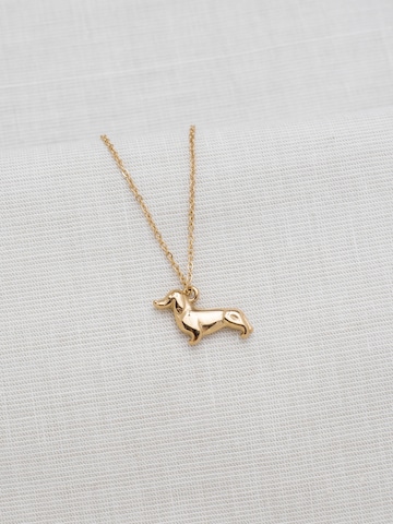 LUUK LIFESTYLE Necklace 'Dackel' in Gold: front