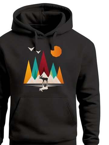 Neverless Sweatshirt 'Berg Elch Polygon' in Schwarz