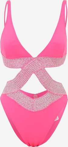 River Island Triangle Swimsuit in Pink: front