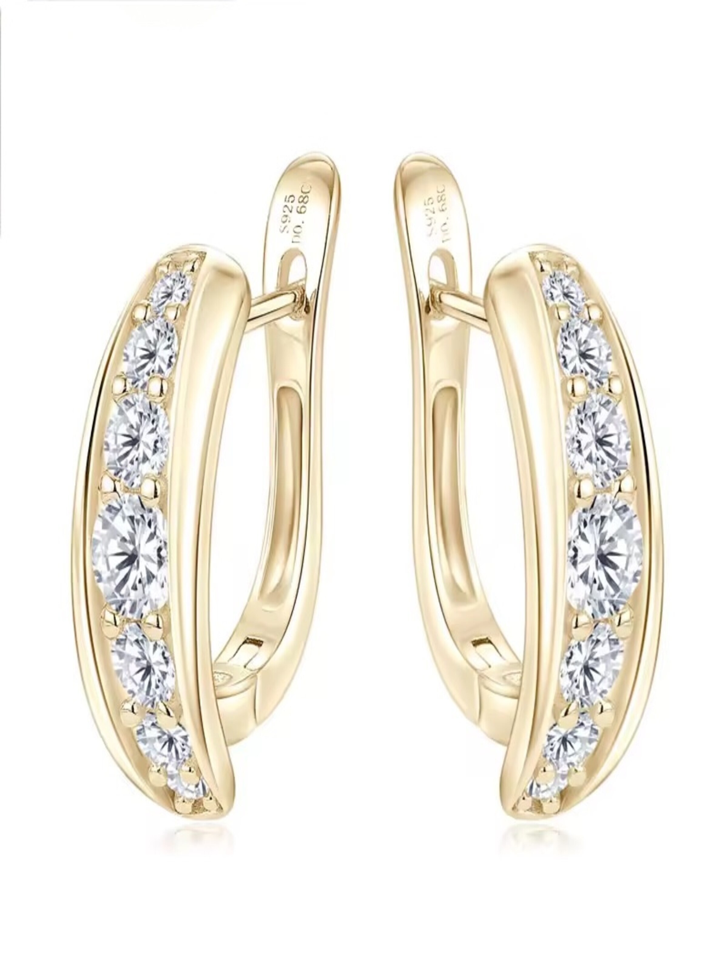 ROUGEMONT Jewellery Ohrringe 'Funkelnde Moissanit Creolen mit Echtheitszertifikat'‌‌‌‌ in Gold: Vorderseite