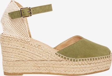 Alhamas Sandaal 'Alpargata Cuña 8 cm' in Groen: voorkant
