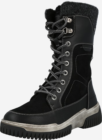 TOM TAILOR Lace-Up Boots in Black: front