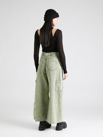 TOPSHOP Wide leg Τζιν cargo σε πράσινο