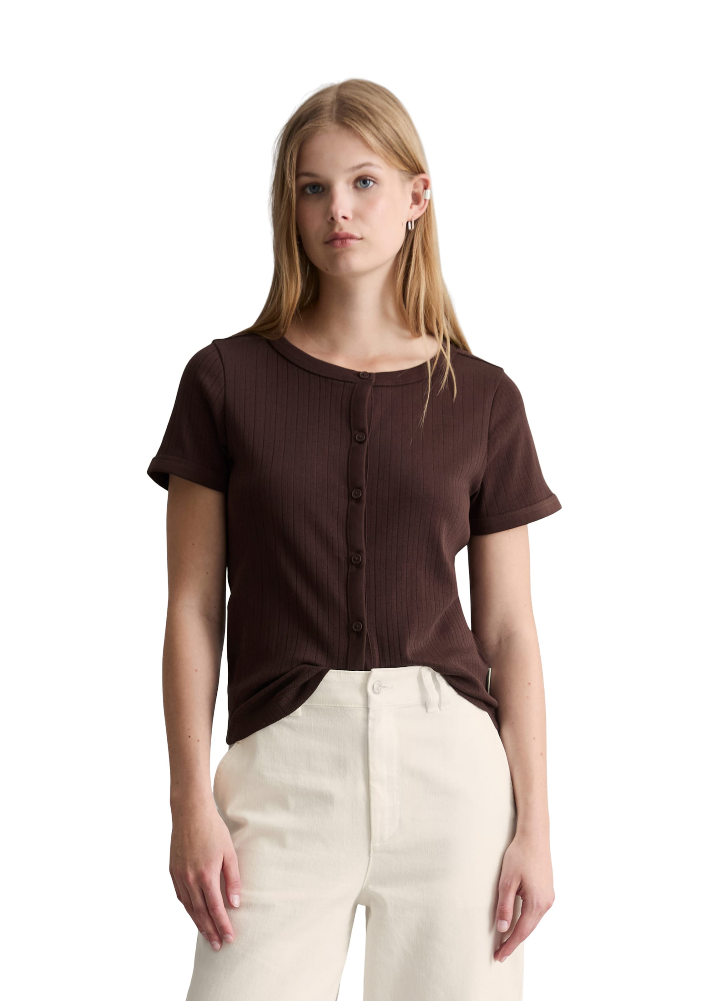 Marc O'Polo DENIM Gebreid vest in Bruin: voorkant